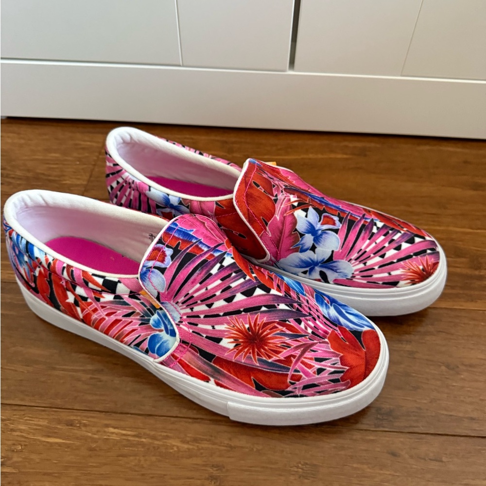 Nike Women's Floral Slip-On Shoes - Red, Pink, Blue